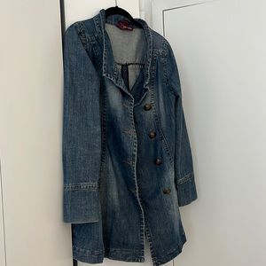Vintage trench-style denim jacket